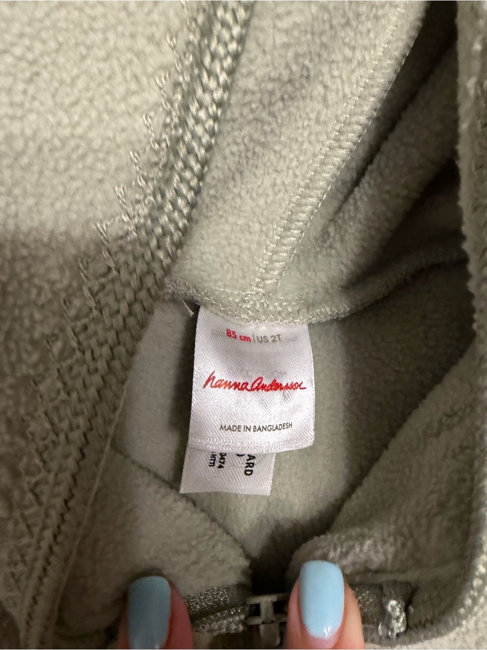 Hannah Anderson Toddler Zip-Up Fleece Hoodie with Car Pockets - Sage - Picture 3 of 4